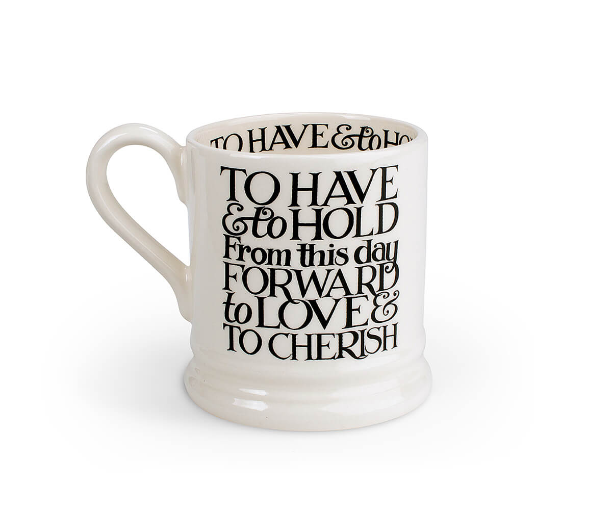 Black Toast Mr & Mrs 1/2 Pint Mug Set (Gift Boxed)-Emma Bridgewater-Emma Bridgewater Pottery-USA