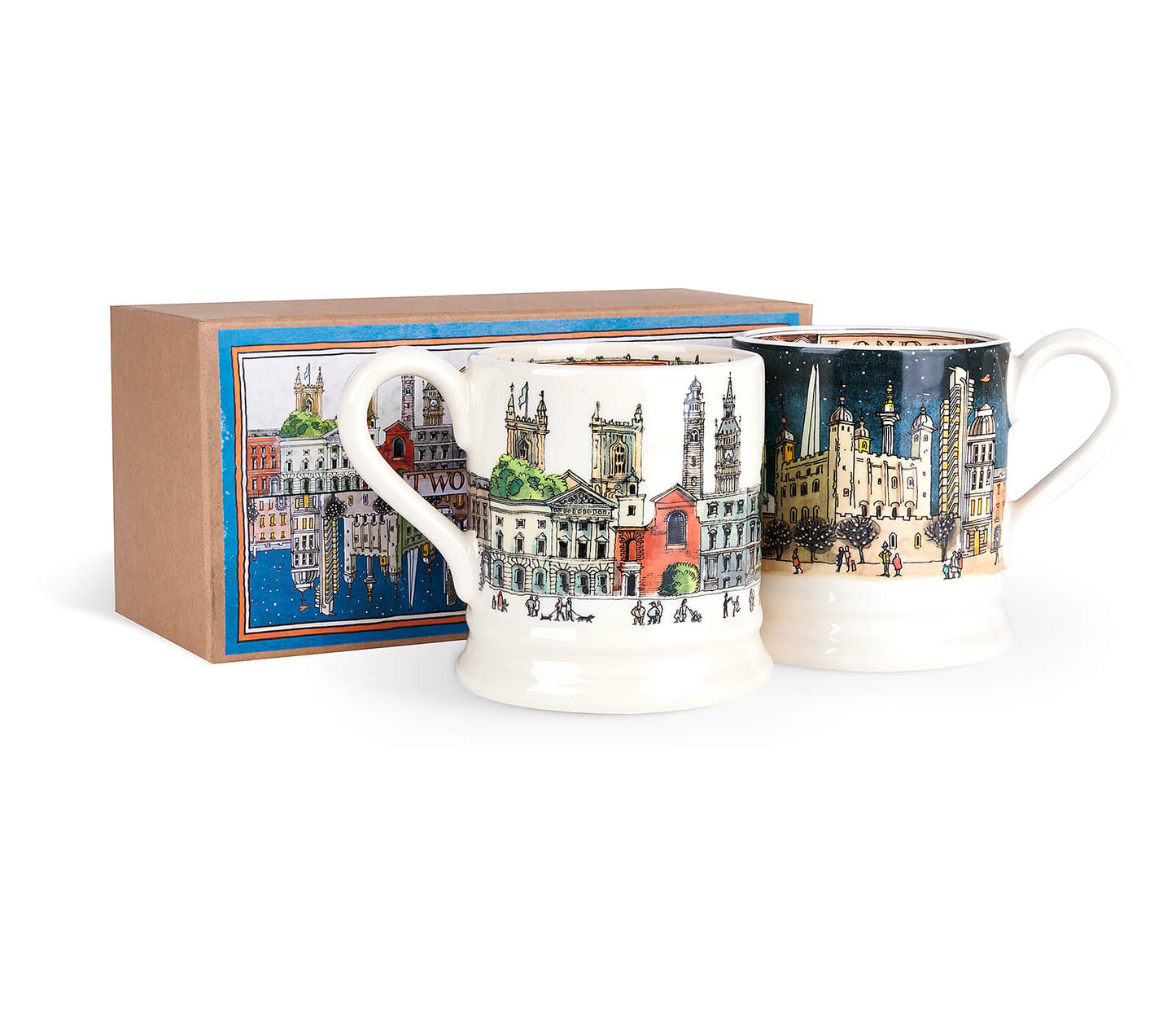 London & London at Night Set Of 2 1/2 Pint Mugs (Gift Boxed)-Emma Bridgewater Pottery-Joanne Hudson Basics