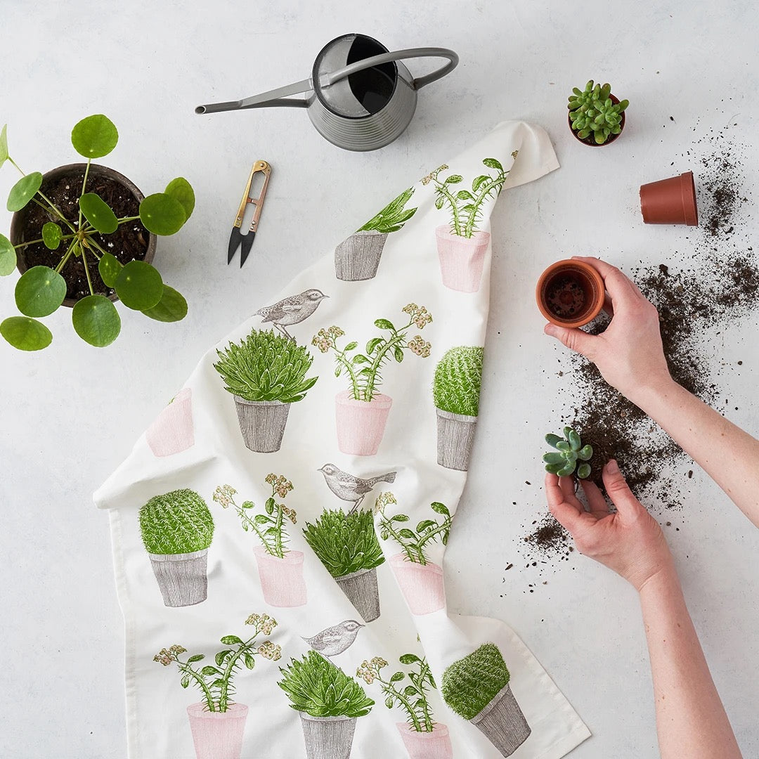 Cactus & Bird Tea Towel