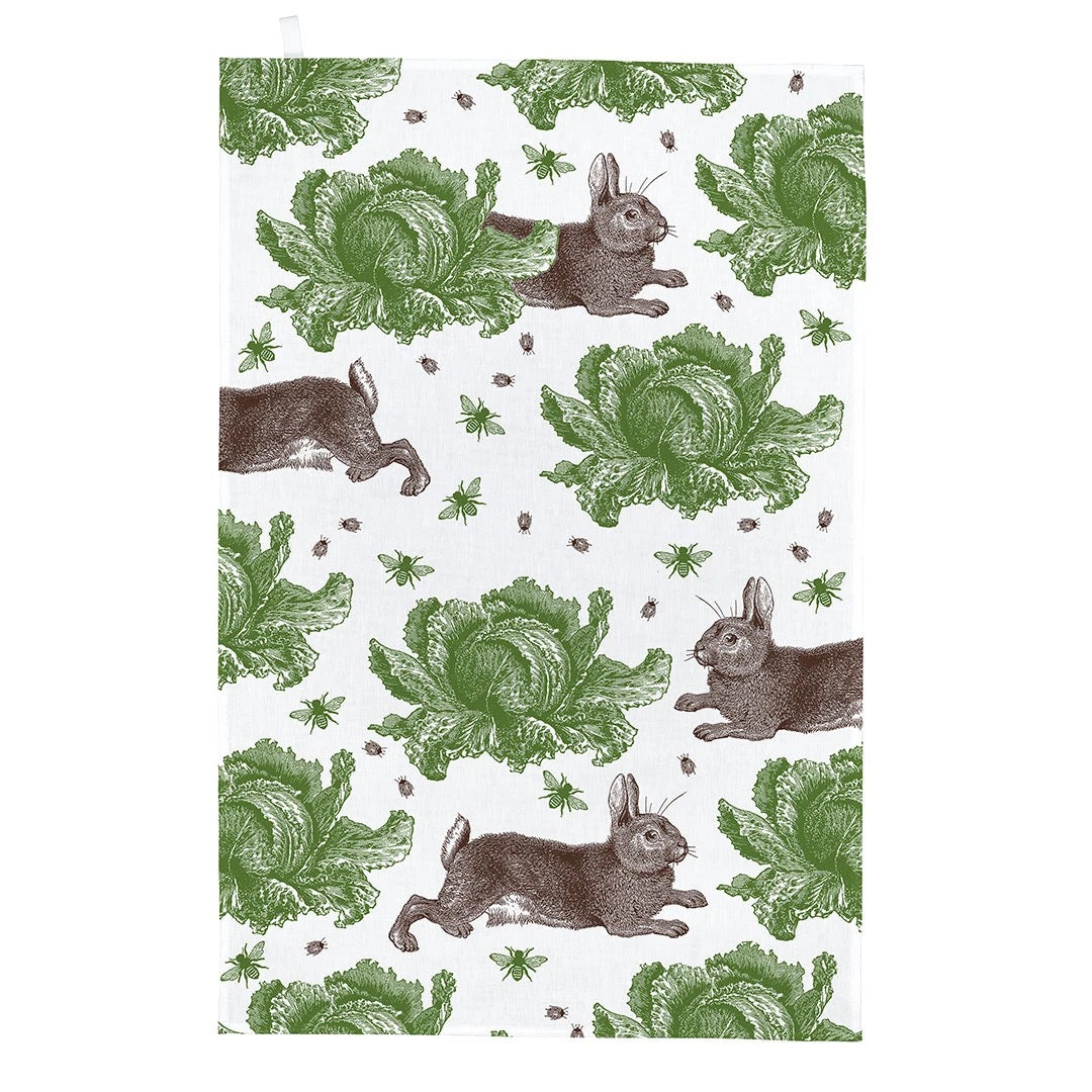 Rabbit & Cabbage Tea Towel