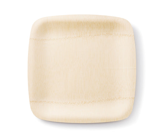 Veneerware 11in Square Bamboo Plate Set of 8