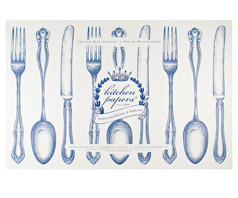 Vintage Blue Placemat Paper Tear-Off Pad