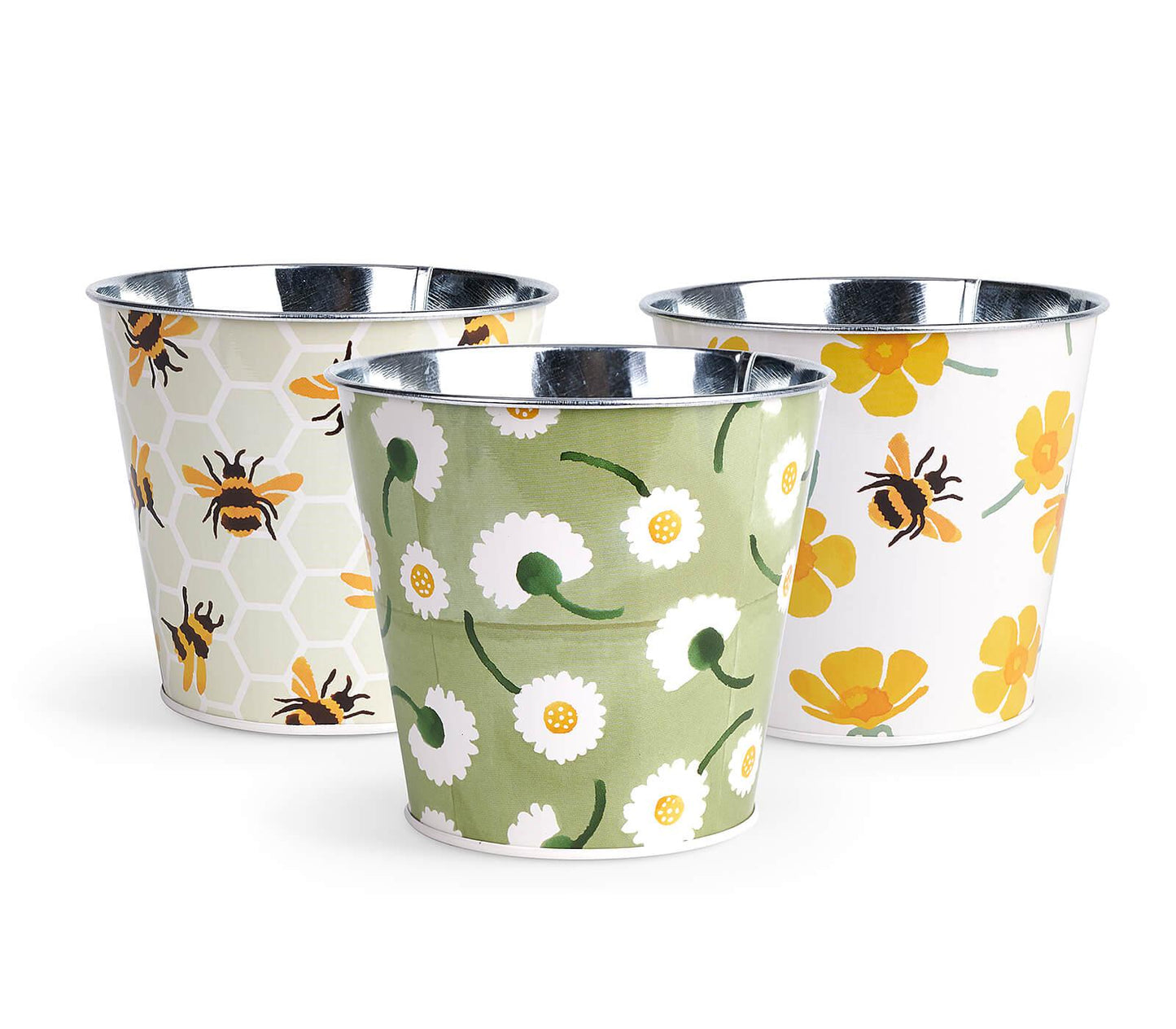 Buttercup Scattered Set of 3 Round Tin Herb Pots