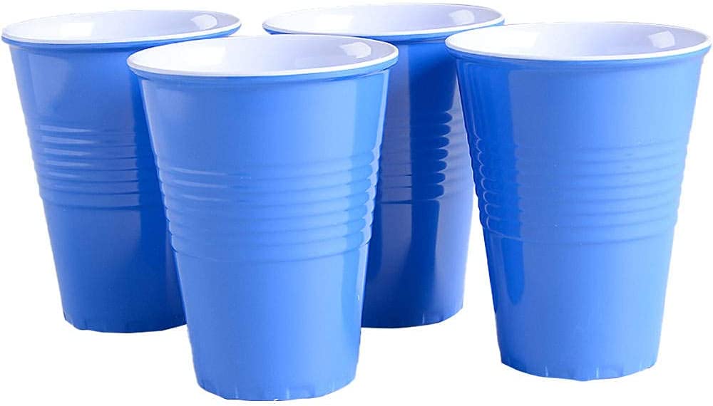 Set of 4 Reusable Melamine Blue"Plastic" Party Cups