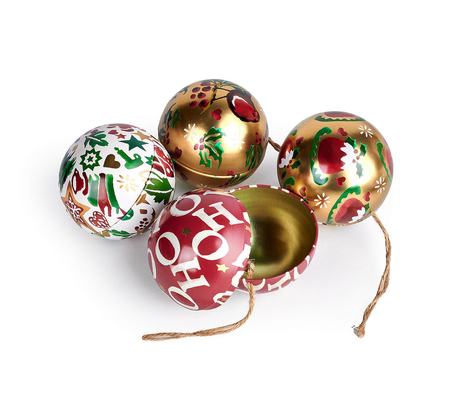 Emma Bridgewater Christmas Tin Bauble Set Of 4 Ornaments