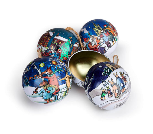 Emma Bridgewater Winter Scene Tin Bauble Set Of 4 Ornaments