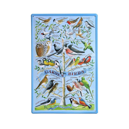 Embossed Garden Birds Metal Sign-Elite Tins-Joanne Hudson Basics