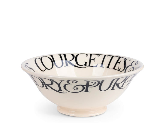 Black Toast Courgettes & Peas Medium Serving Bowl-Emma Bridgewater Pottery-Joanne Hudson Basics