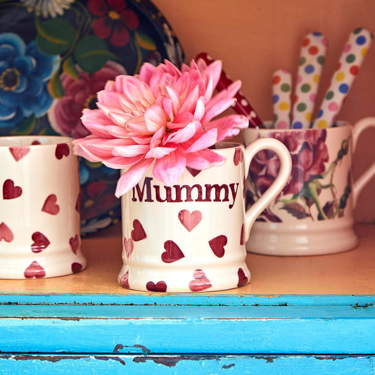 Pink Hearts Mummy 1/2 Pint Mug-Emma Bridgewater Pottery-Joanne Hudson Basics