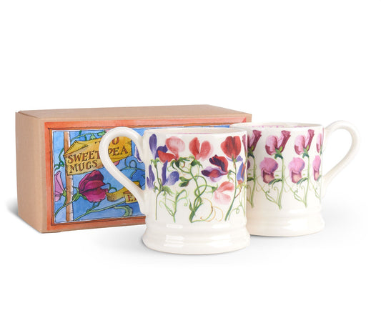 Sweet Peas 1/2 Pint Mug Set of Two (Gift Boxed)-Emma Bridgewater Pottery-Joanne Hudson Basics