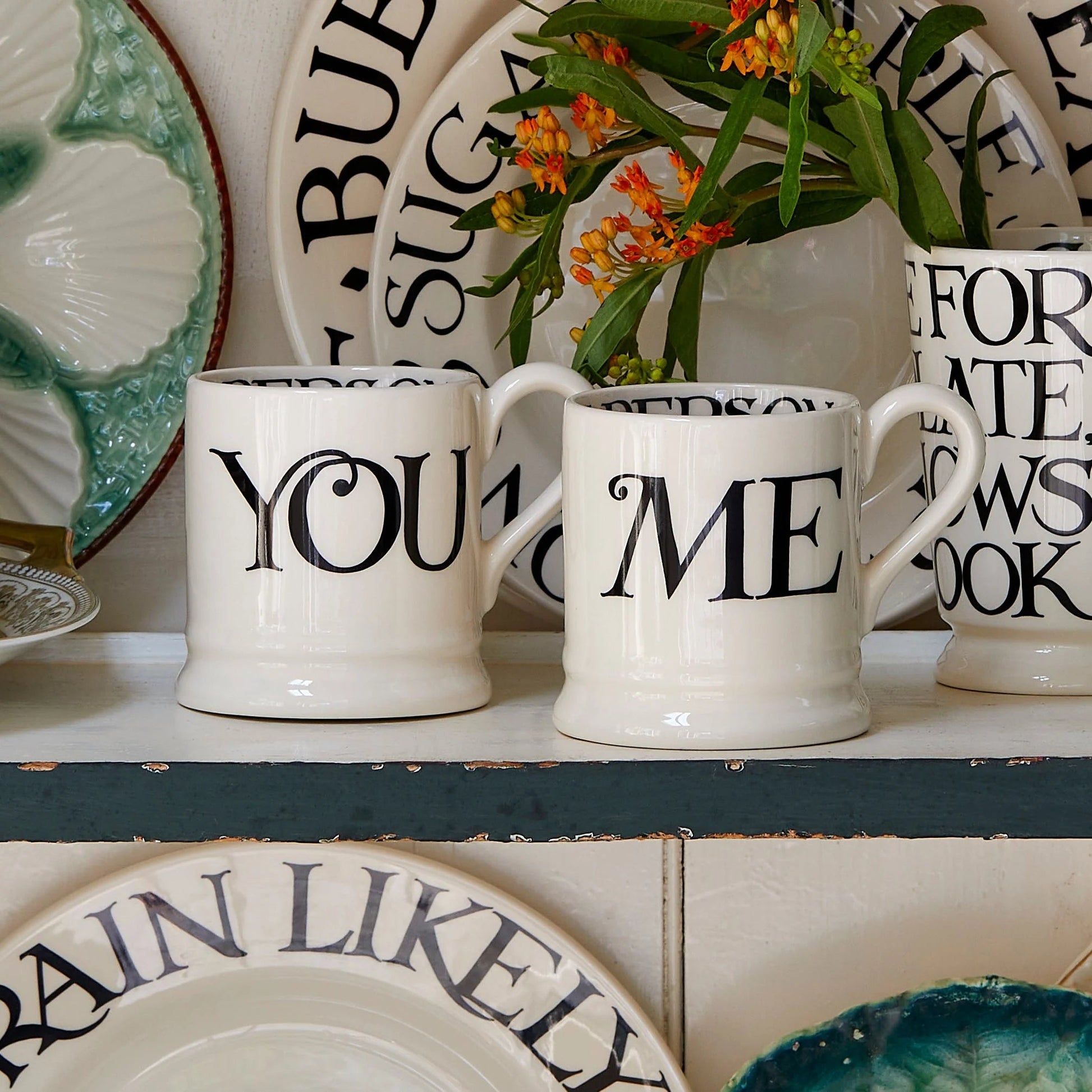 Black Toast You & Me 1/2 Pint Mug Set (Gift Boxed)-Emma Bridgewater Pottery-Joanne Hudson Basics