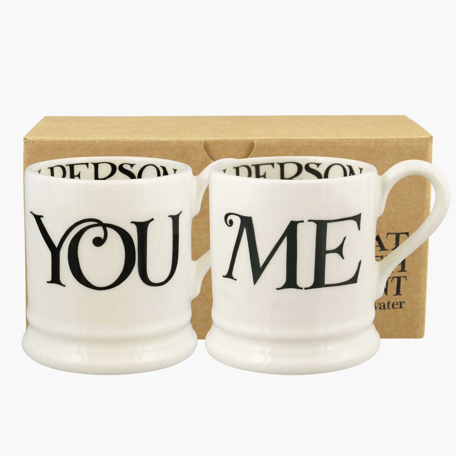 Black Toast You & Me 1/2 Pint Mug Set (Gift Boxed)-Emma Bridgewater Pottery-Joanne Hudson Basics