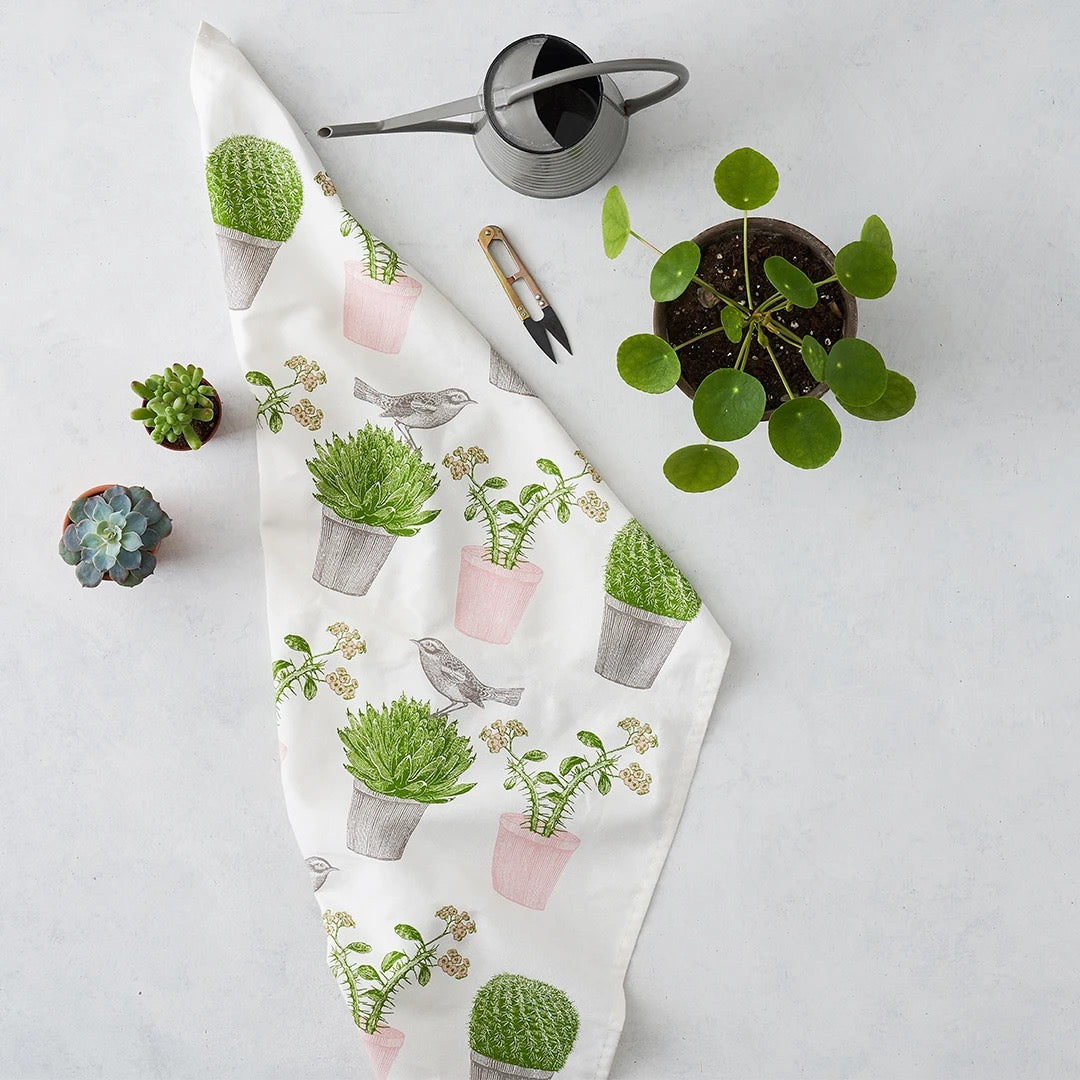 Cactus & Bird Tea Towel