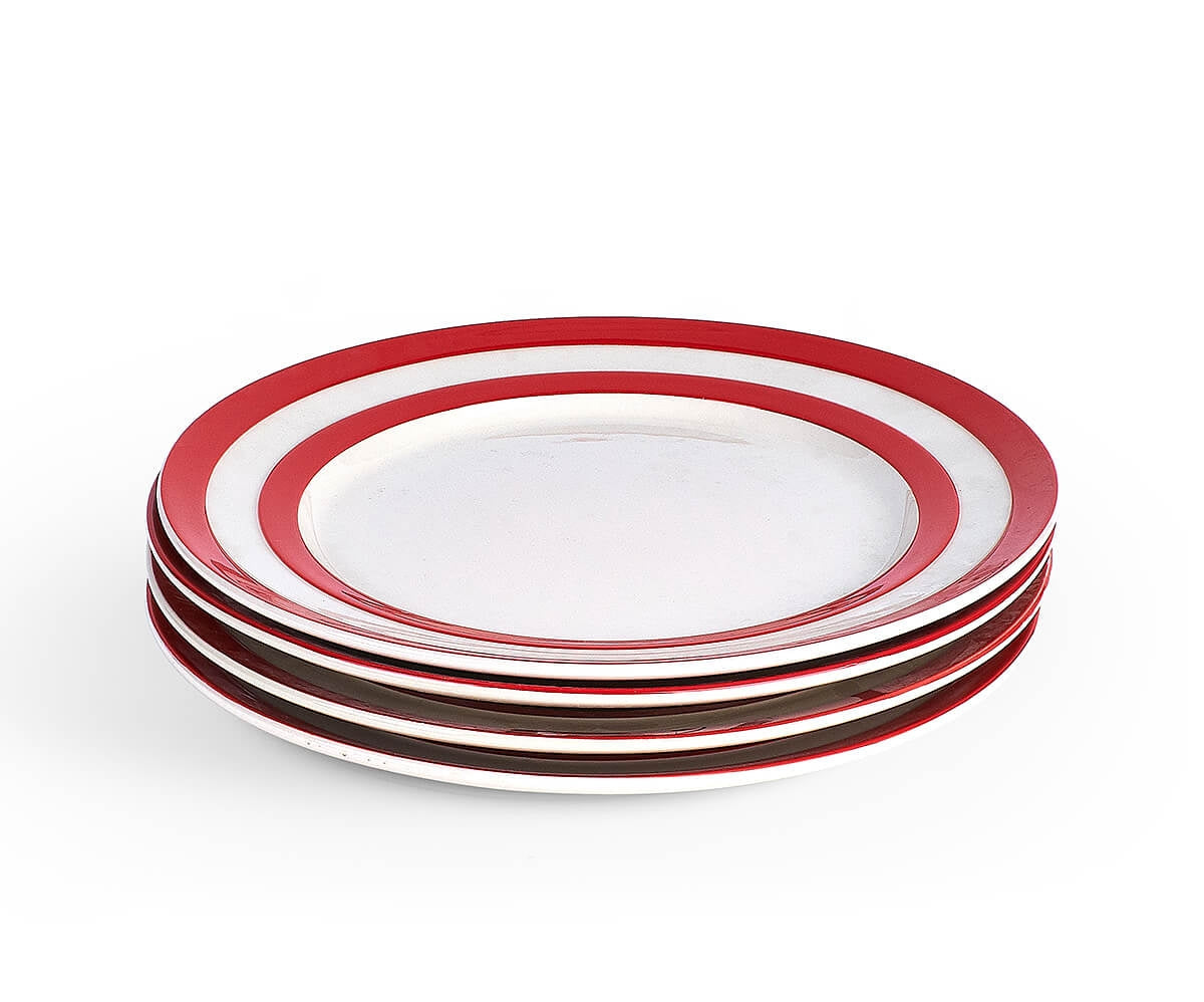 Cornishware Red Main Plate / Set of 4