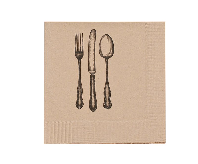 Fork, Knife, Spoon Cocktail Paper Napkins (Recycled)