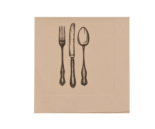 Fork, Knife, Spoon Cocktail Paper Napkins (Recycled)