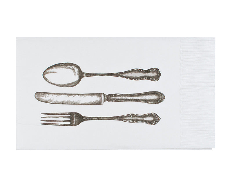 Fork, Knife, Spoon Dinner Paper Napkins (White)