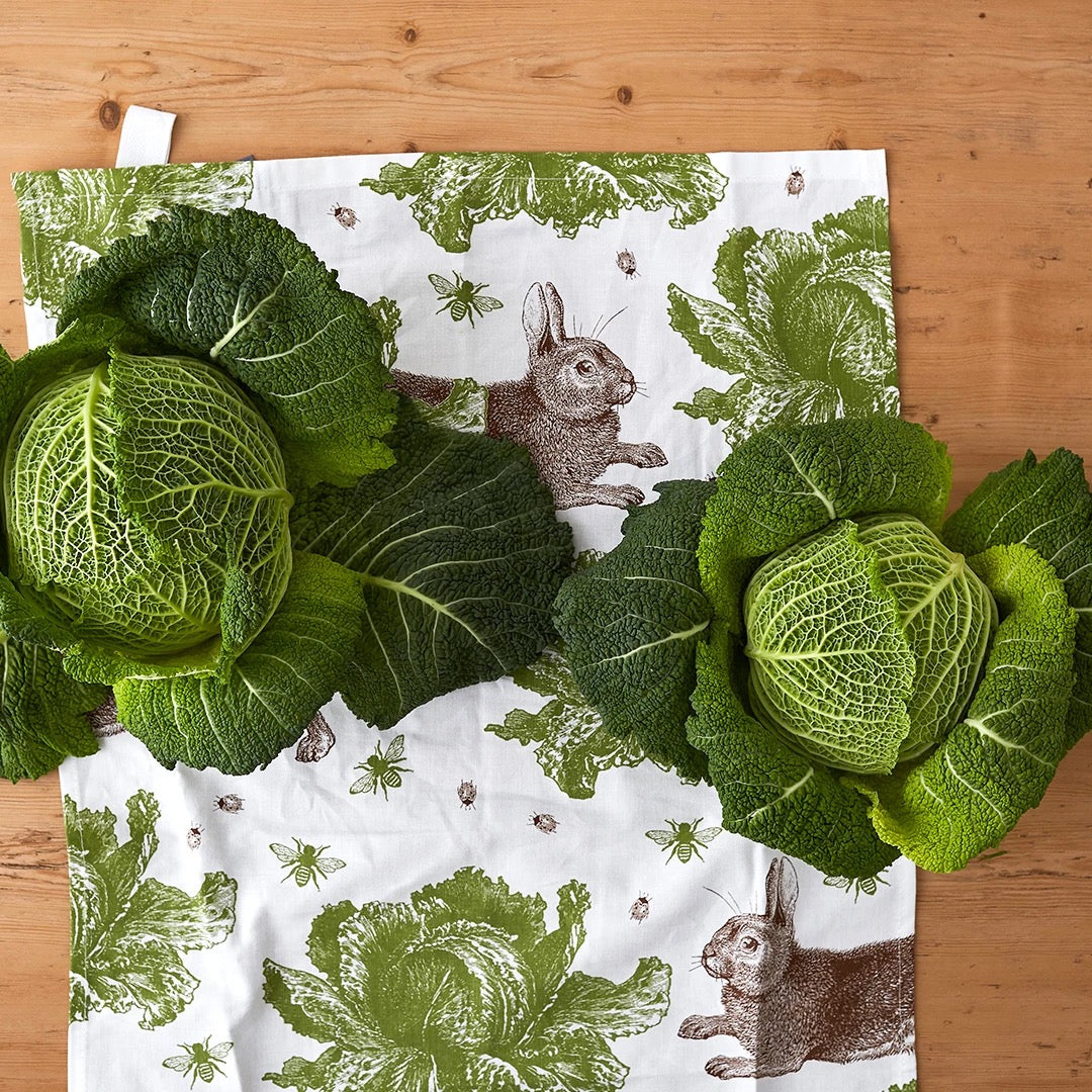 Rabbit & Cabbage Tea Towel