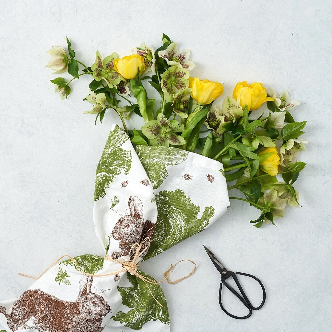 Rabbit & Cabbage Tea Towel
