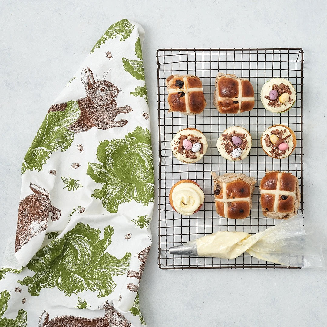 Rabbit & Cabbage Tea Towel