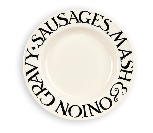Black Toast Sausages & Onion Gravy 10.5in Plate-Emma Bridgewater Pottery-Joanne Hudson Basics