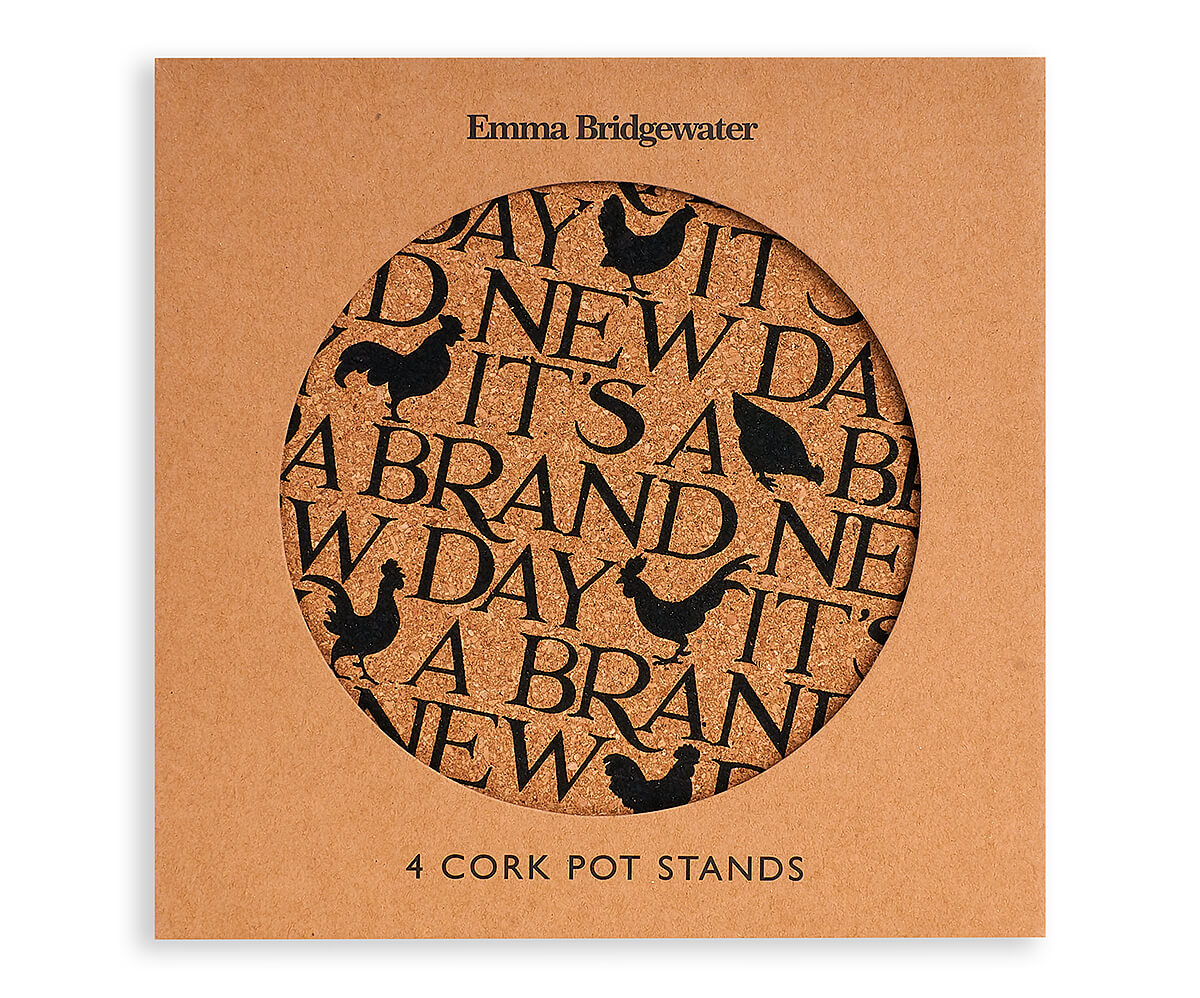 Black Toast Set of 4 Cork Pot Stands / Trivets-Emma Bridgewater-Emma Bridgewater Pottery-USA