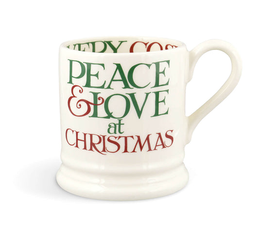 Christmas Toast Peace & Love 1/2 Pint Mug-Emma Bridgewater Pottery-Joanne Hudson Basics