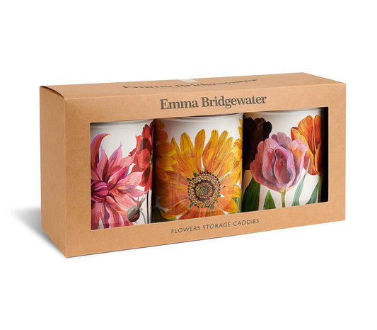 Flowers Set of 3 Round Tin Caddies-Emma Bridgewater-Emma Bridgewater Pottery-USA