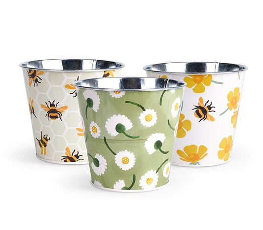 Buttercup Scattered Set of 3 Round Tin Herb Pots