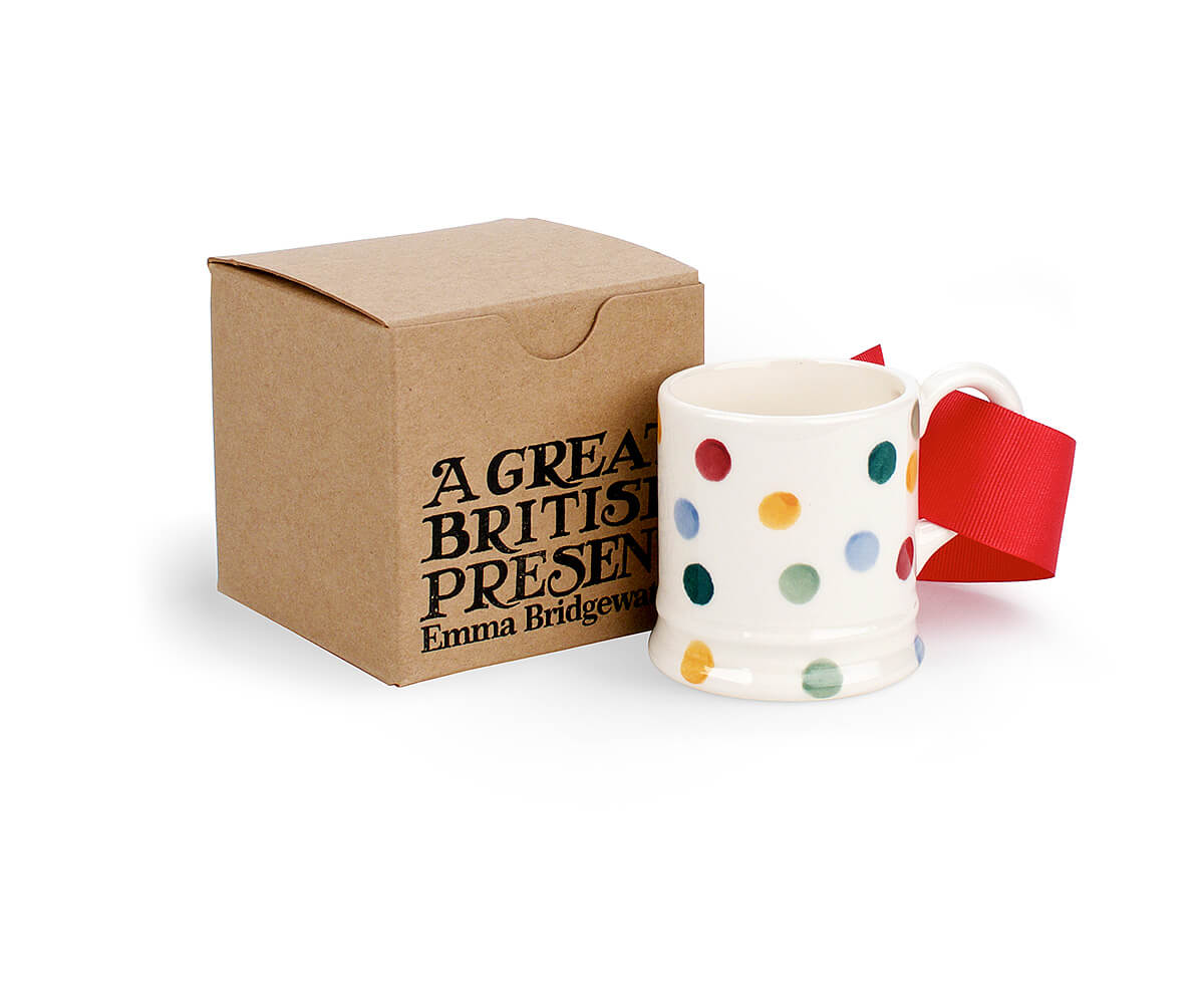 Polka Dot Tiny Mug Tree Decoration (Gift Boxed)-Emma Bridgewater-Emma Bridgewater Pottery-USA